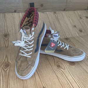 Vans Men's Sk8-Hi MTE-1 All Weather Boots Plaid Brown Suede Black Men’s sz 11